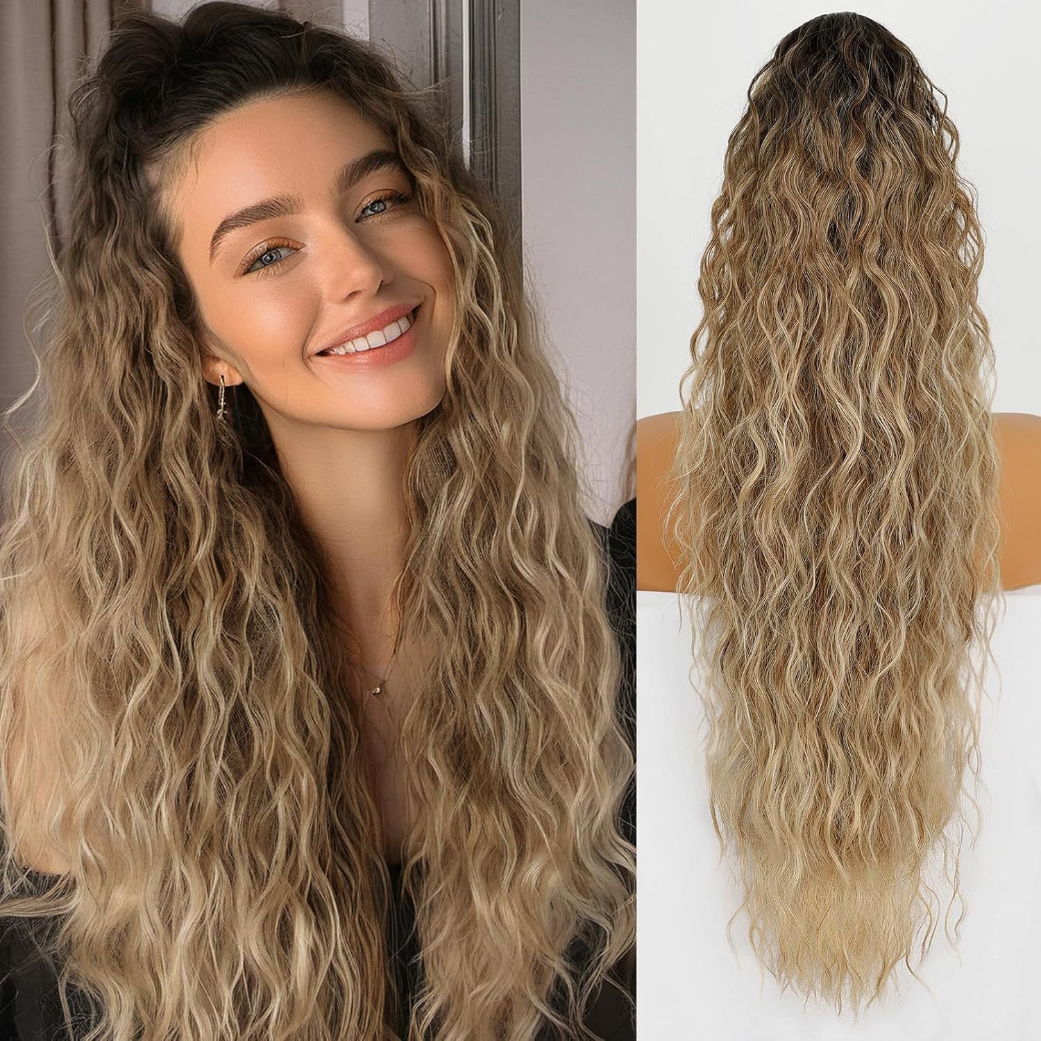 Ponytail Fluffy Human Hair Wig