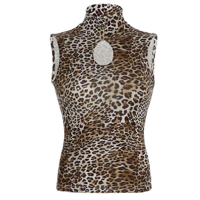 Slimming Leopard Print Sleeveless Top