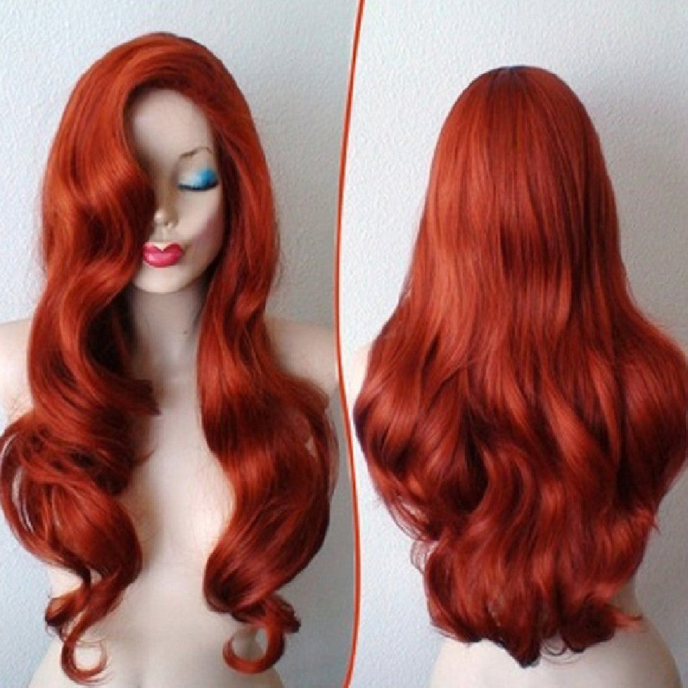 Copper Anime Long Human Hair Wig